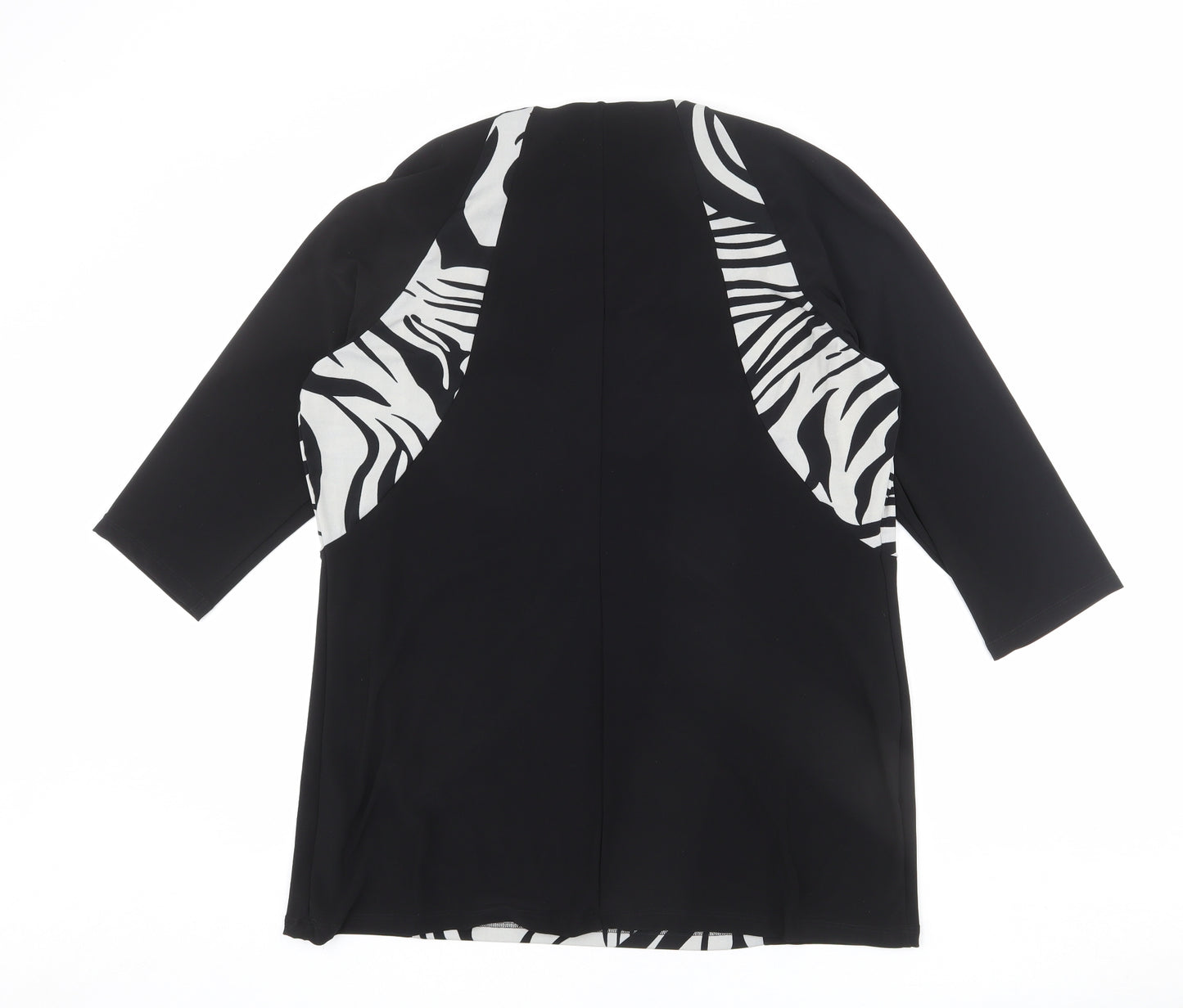 Per Una Womens Black Animal Print Polyester Basic T-Shirt Size 20 Cowl Neck - Zebra Print