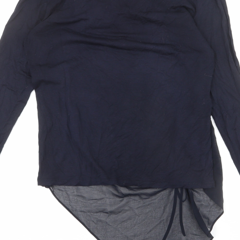 Mint Velvet Womens Blue Polyester Basic Blouse Size 12 Cowl Neck - Asymmetric, Ruched Side