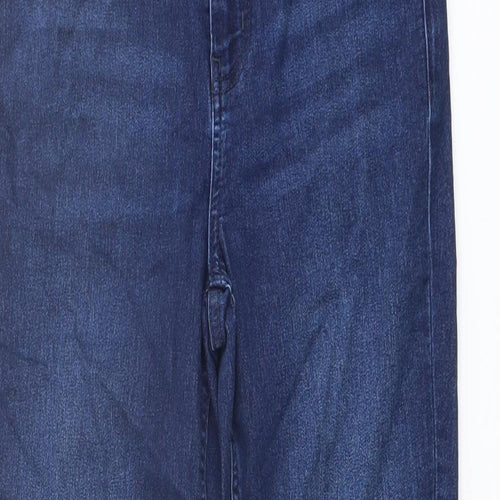 Marks and Spencer Womens Blue Cotton Skinny Jeans Size 10 L28 in Regular Button
