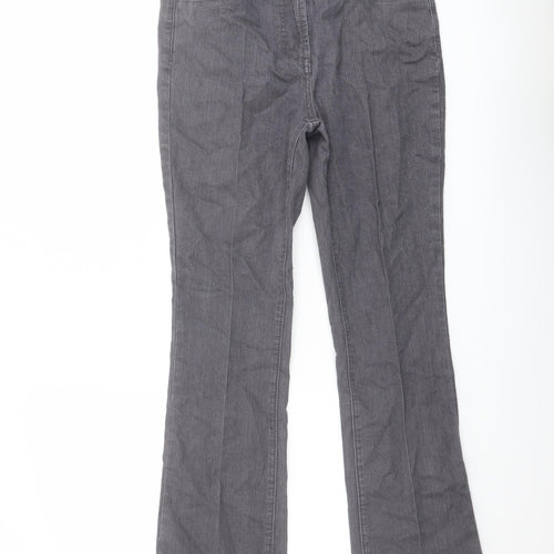David Emanuel Womens Grey Cotton Bootcut Jeans Size 10 L28 in Regular Button