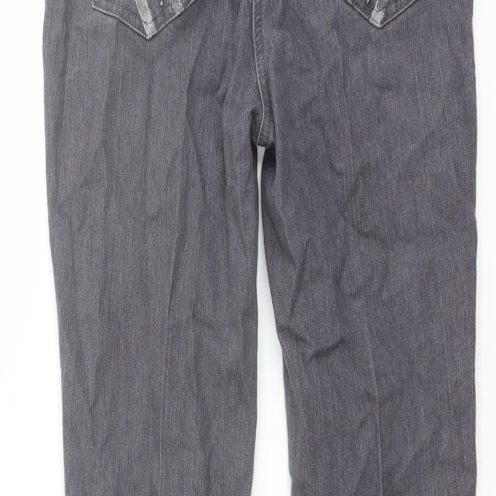 David Emanuel Womens Grey Cotton Bootcut Jeans Size 10 L28 in Regular Button