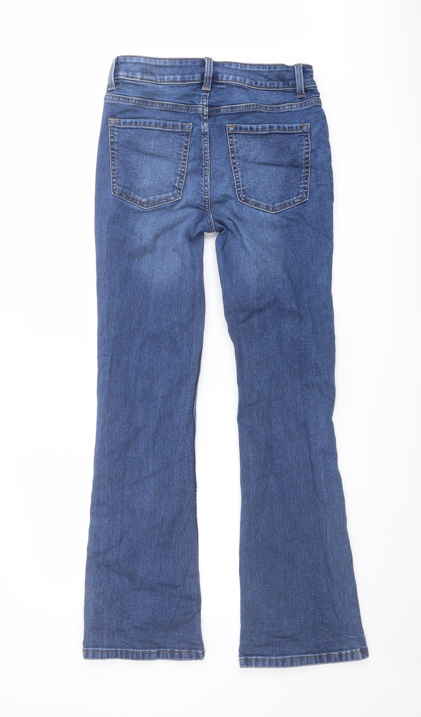 Marks and Spencer Womens Blue Cotton Bootcut Jeans Size 10 L29 in Regular Button