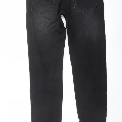Zara Mens Black Cotton Straight Jeans Size 32 in L36 in Regular Button