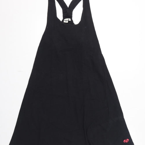 ROXY Womens Black 100% Cotton Tank Dress Size XL Round Neck Pullover - Sport Logo Built-In Bra