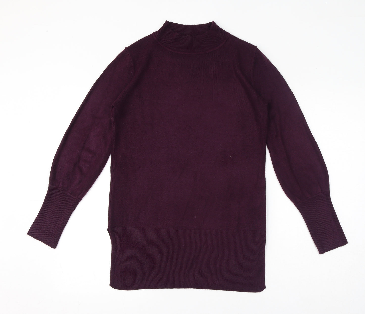 Marks and Spencer Womens Purple Mock Neck Acrylic Pullover Jumper Size S