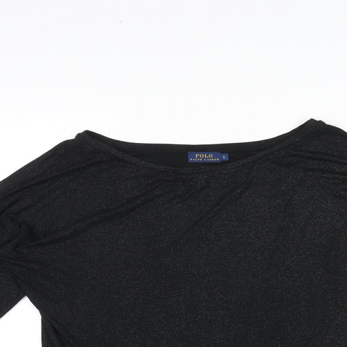 Polo Ralph Lauren Womens Black Viscose Basic T-Shirt Size S Round Neck