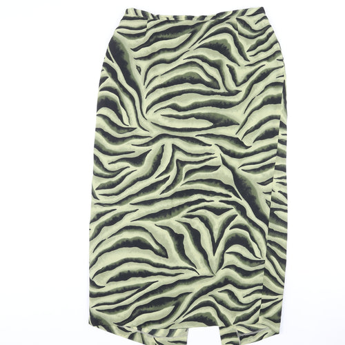 Tagg Womens Green Animal Print Polyester Maxi Skirt Size 18 Button - Tiger pattern, lined