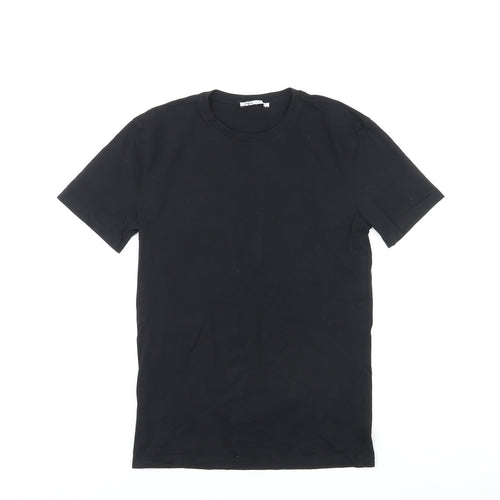 Zara Womens Black Cotton Basic T-Shirt Size S Round Neck