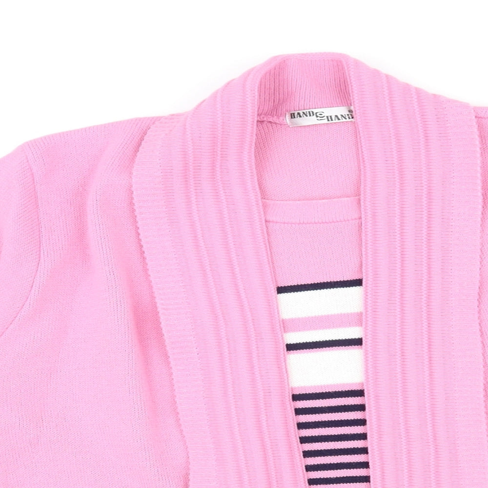 Hand to Hand Womens Pink Round Neck Striped Acrylic Pullover Jumper Size L - Twin Set