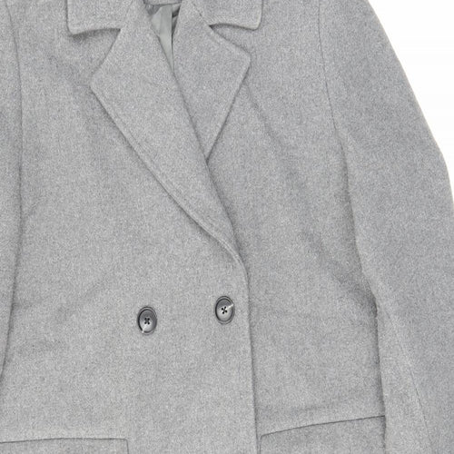 Marks and Spencer Womens Grey Overcoat Coat Size 14 Button