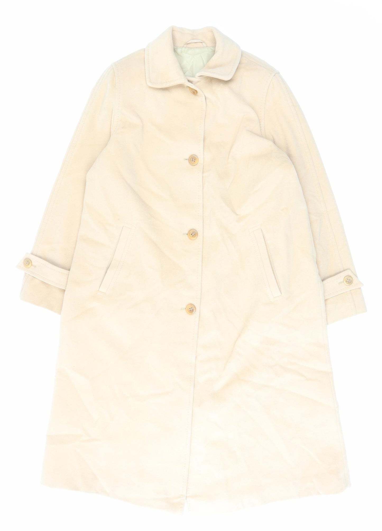 Goldix Womens Beige Overcoat Coat Size 14 Button
