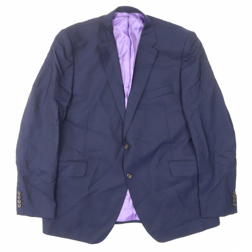 Marks and Spencer Mens Blue Wool Jacket Suit Jacket Size 44 Regular - Inside pockets