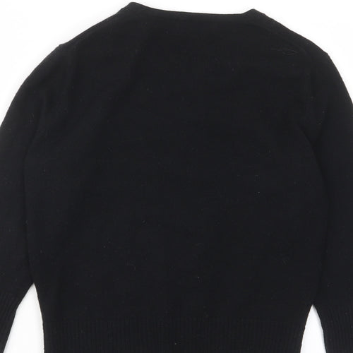 Gap Womens Black V-Neck Striped Wool Cardigan Jumper Size S