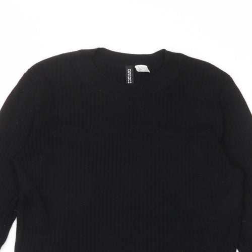 Divided by H&M Womens Black Crew Neck Acrylic Pullover Jumper Size L - Stretch