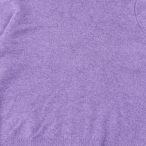 EWM Womens Purple V-Neck Acrylic Cardigan Jumper Size S - 10-12