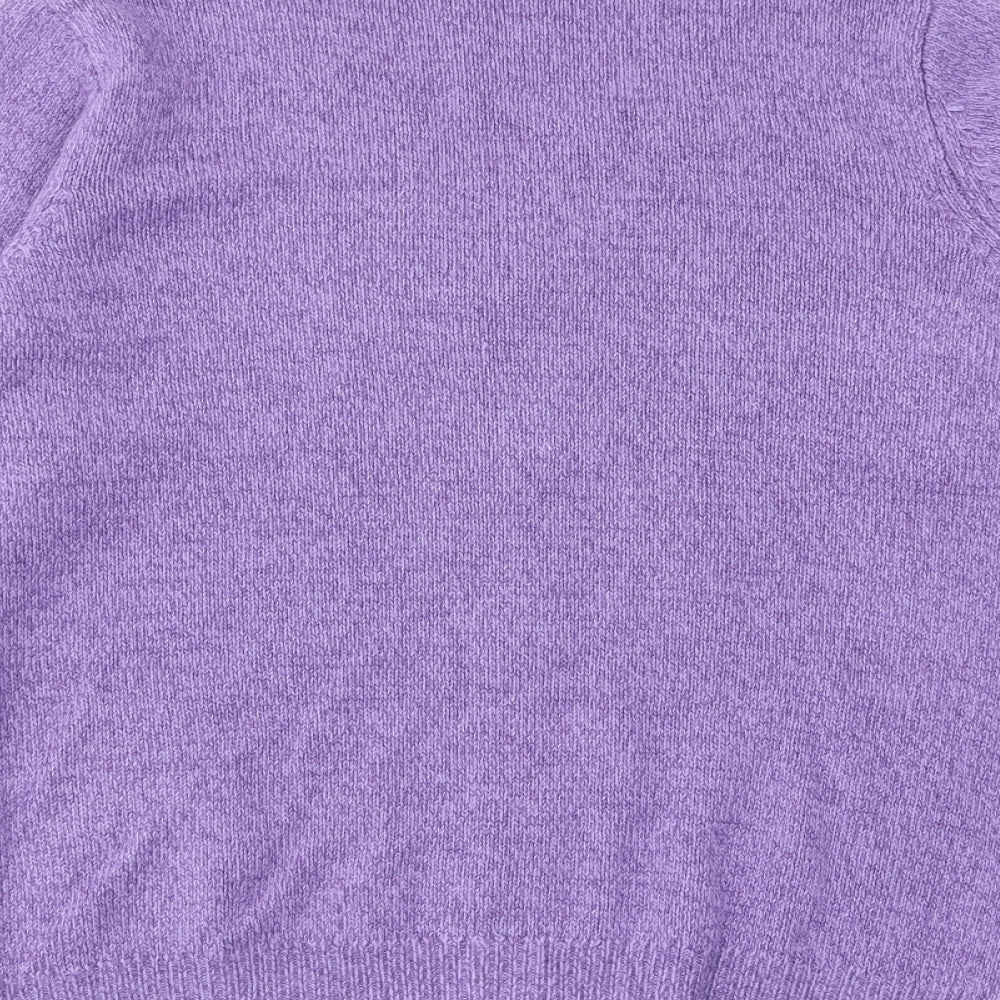 EWM Womens Purple V-Neck Acrylic Cardigan Jumper Size S - 10-12