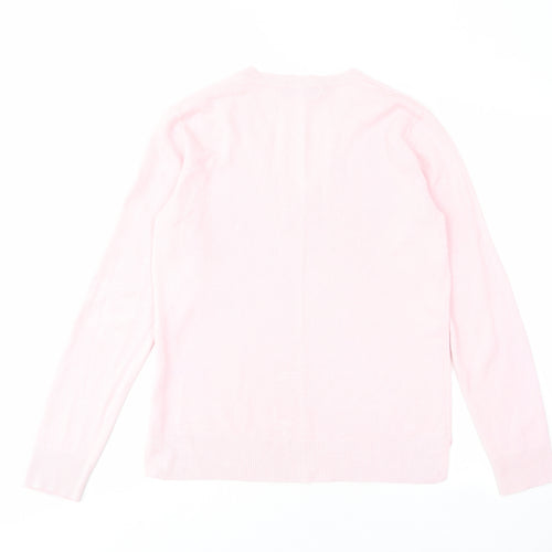 Marks and Spencer Womens Pink V-Neck Acrylic Pullover Jumper Size 8