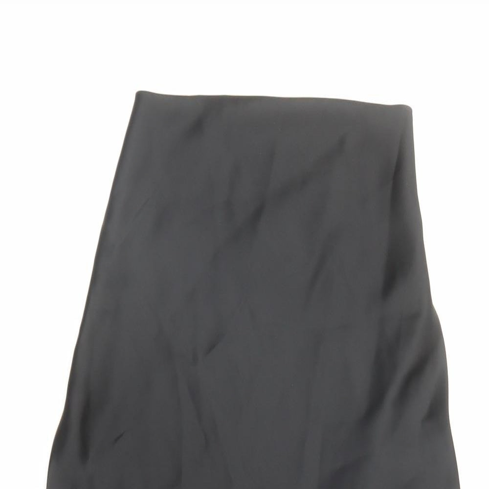 Zara Womens Black Polyester Cropped Blouse Size S Cowl Neck