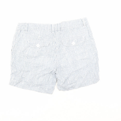 NEXT Womens Blue Striped Linen Skimmer Shorts Size 10 L6 in Regular Zip