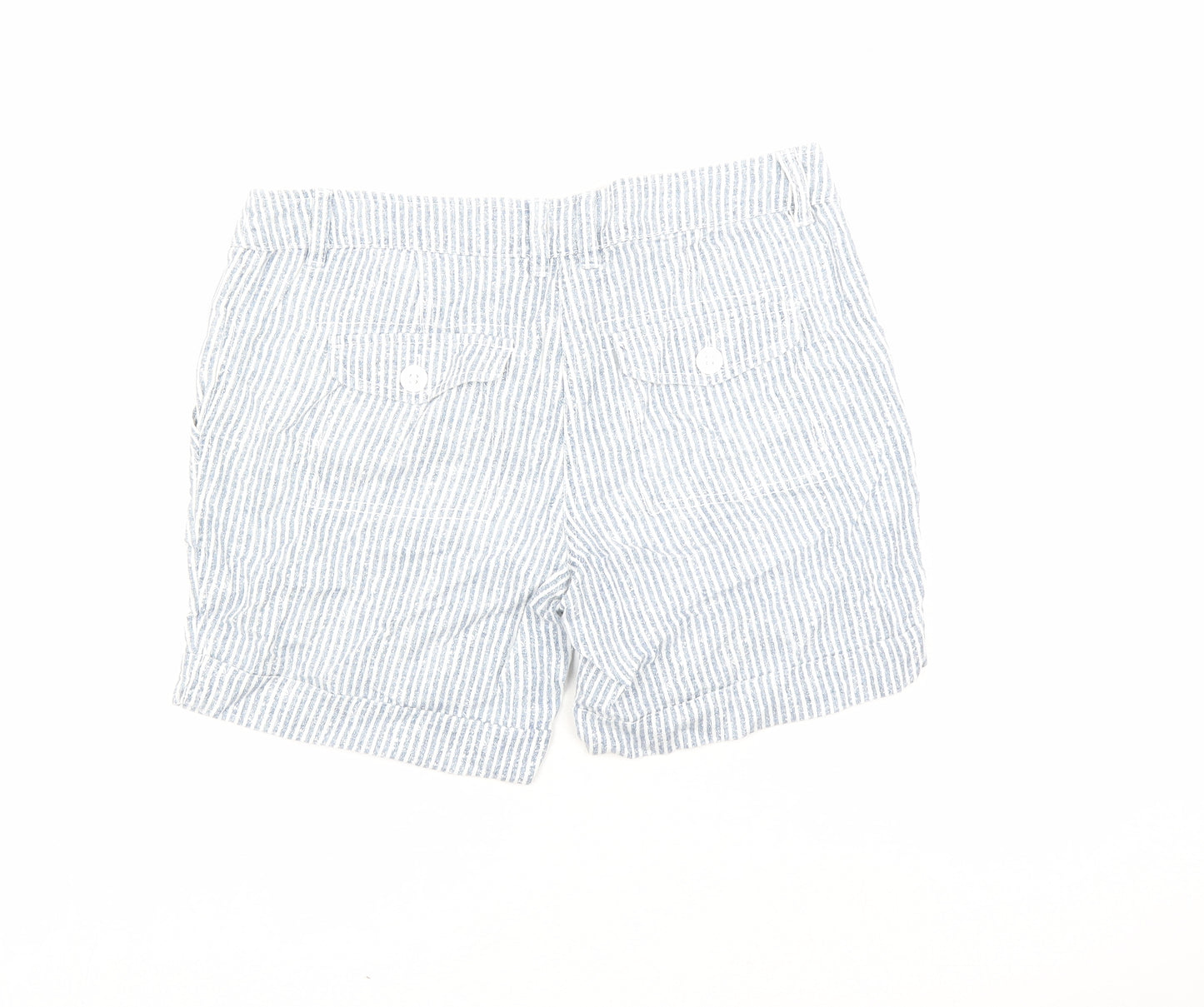 NEXT Womens Blue Striped Linen Skimmer Shorts Size 10 L6 in Regular Zip