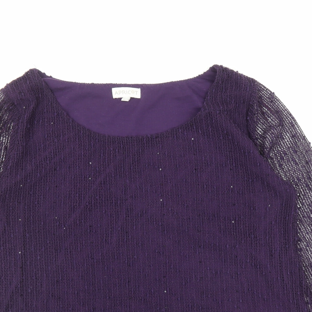 Apricot Womens Purple Cotton Basic Blouse Size 20 Boat Neck