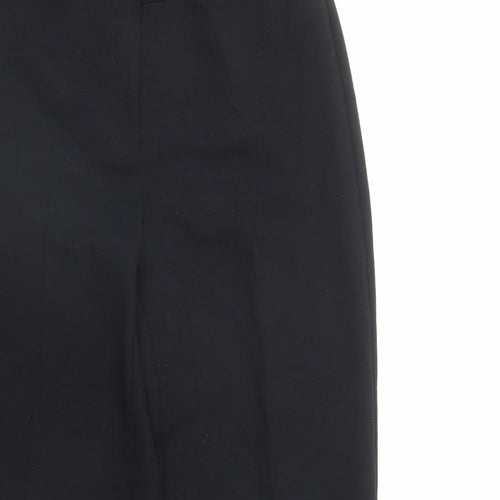 Marks and Spencer Womens Black Polyester Trousers Size 10 L31 in Regular Zip