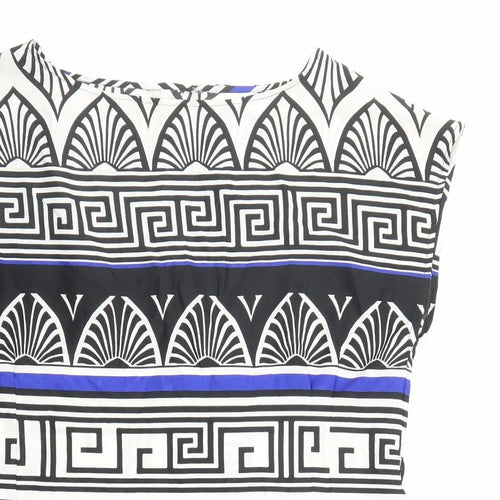 Dorothy Perkins Womens Multicoloured Geometric Polyester Basic Blouse Size 16 Boat Neck