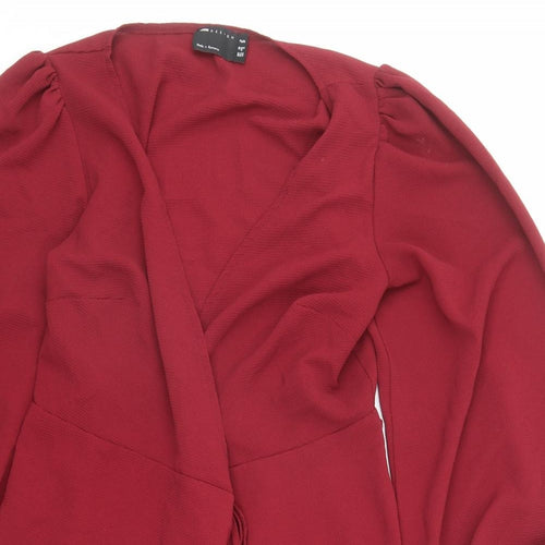 ASOS Womens Red Polyester Kimono Blouse Size 12 Collared