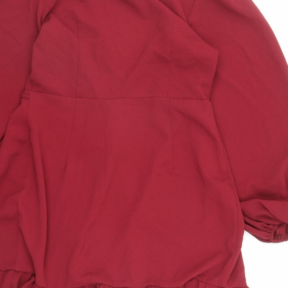 ASOS Womens Red Polyester Kimono Blouse Size 12 Collared