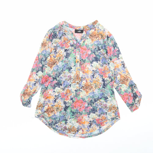 Wallis Womens Multicoloured Floral Polyester Basic Blouse Size S V-Neck