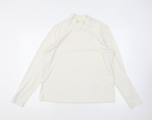 H&M Womens Ivory Polyester Jersey T-Shirt Size XL Mock Neck