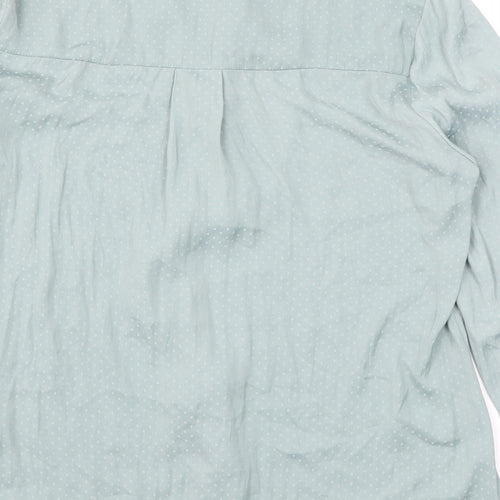 Monsoon Womens Blue Polka Dot Polyester Basic Blouse Size 10 V-Neck - Ruffle