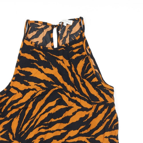 Warehouse Womens Brown Animal Print Polyester Camisole Blouse Size 14 Halter - Tiger Print