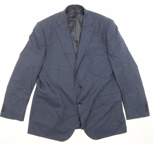 Marks and Spencer Mens Blue Plaid Wool Jacket Suit Jacket Size 44 Regular