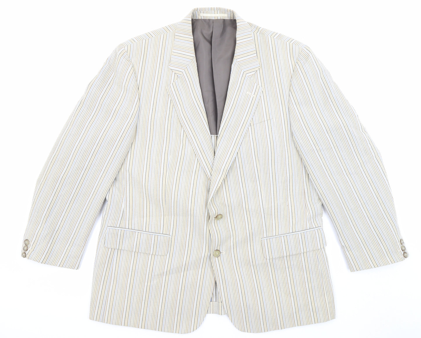 Brook Taverner Mens Multicoloured Striped Polyester Jacket Suit Jacket Size 44 Regular