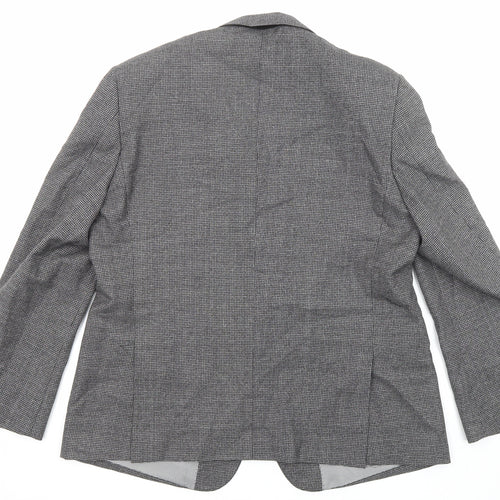 Skopes Mens Grey Geometric Wool Jacket Suit Jacket Size 46 Regular