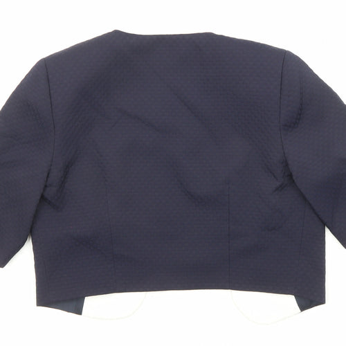 Izabella Womens Blue Plaid Polyester Jacket Blazer Size 10