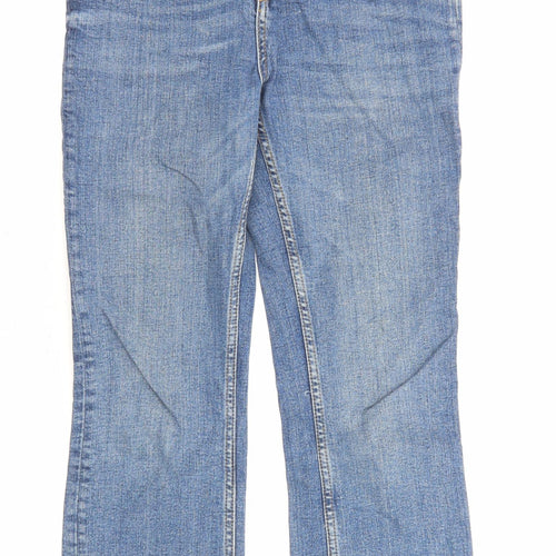 Zara Womens Blue Cotton Bootcut Jeans Size 10 L26 in Regular Zip