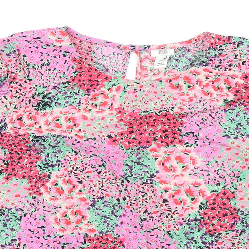 River Island Womens Multicoloured Floral Cotton Jersey Blouse Size 10 Round Neck - Floral