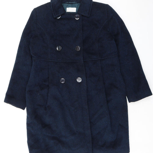 Precis Womens Blue Overcoat Coat Size 14 Button - Textured