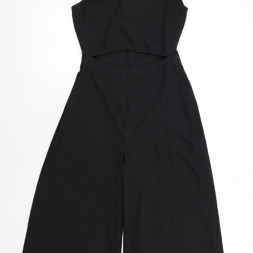 Boohoo Womens Black Polyester Jumpsuit One-Piece Size 8 L21 in Zip - Cut Out