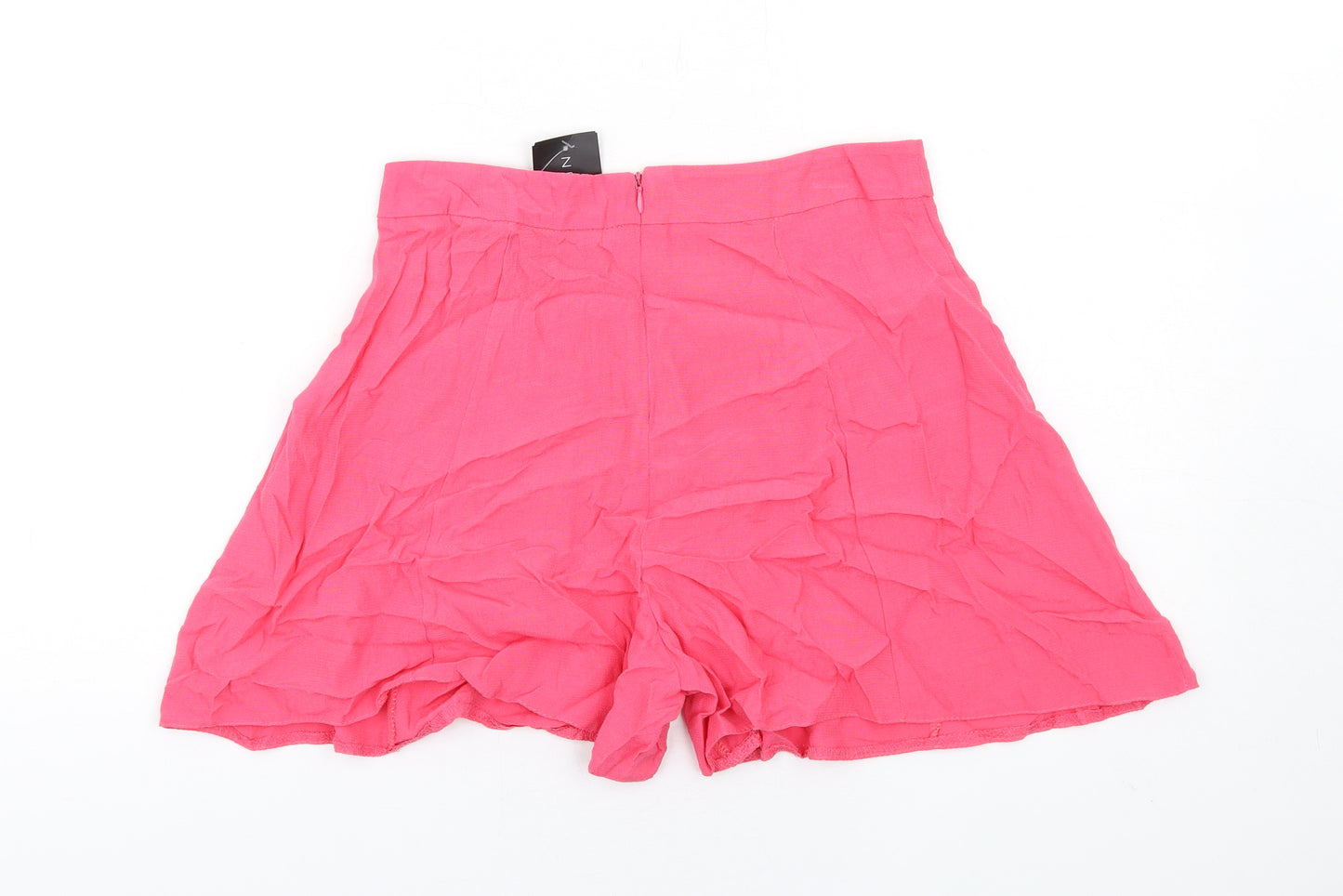New Look Womens Pink Vinyl Basic Shorts Size 10 Regular Zip