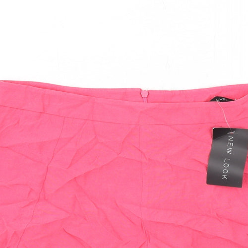 New Look Womens Pink Vinyl Basic Shorts Size 10 Regular Zip
