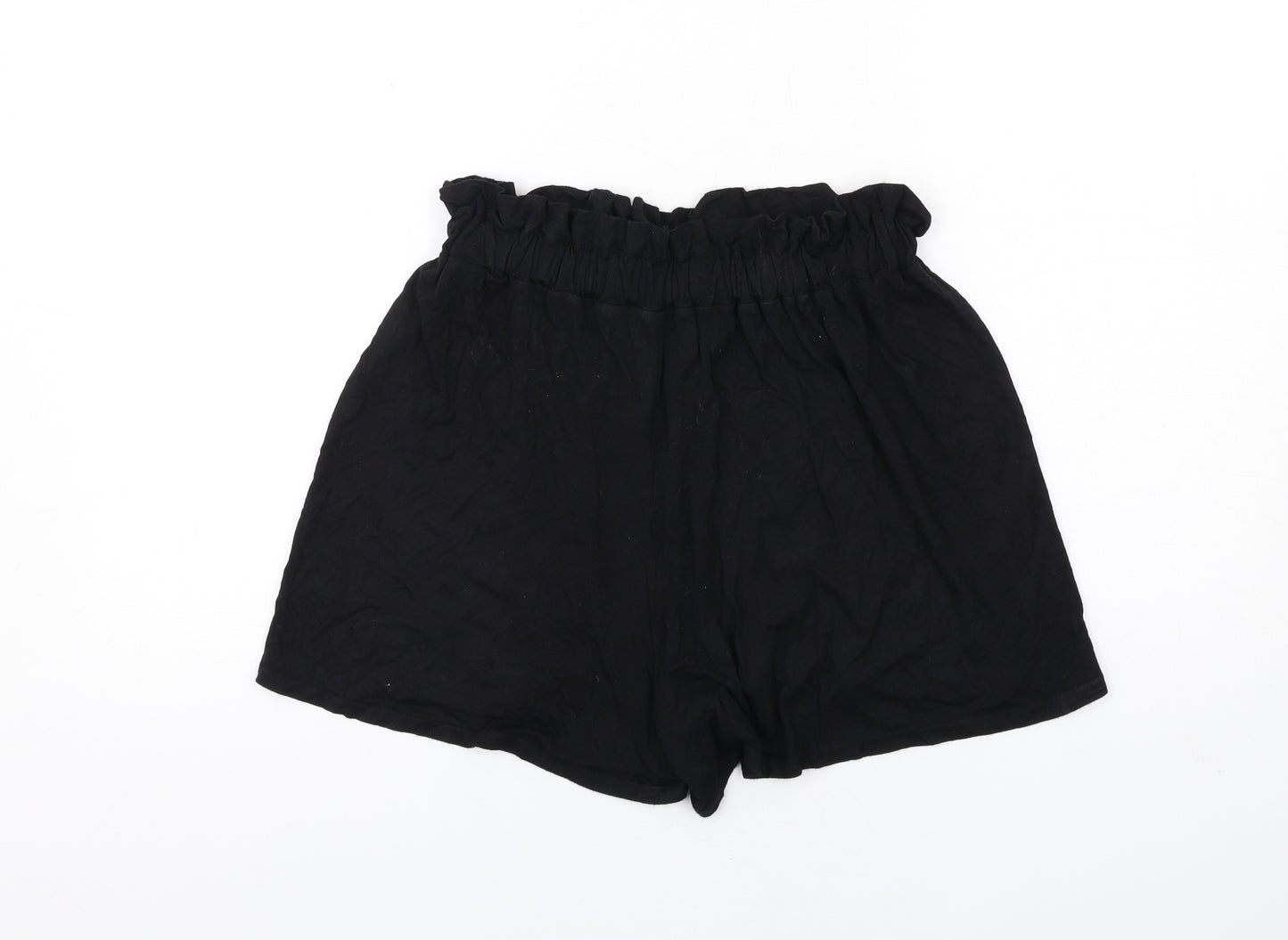 I SAW IT FIRST Womens Black Vinyl Paperbag Shorts Size 10 Regular Pull On