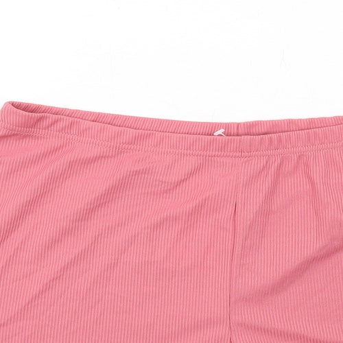 Long Tall Sally Womens Pink Polyester Basic Shorts Size 10 Regular Pull On - Ruffle