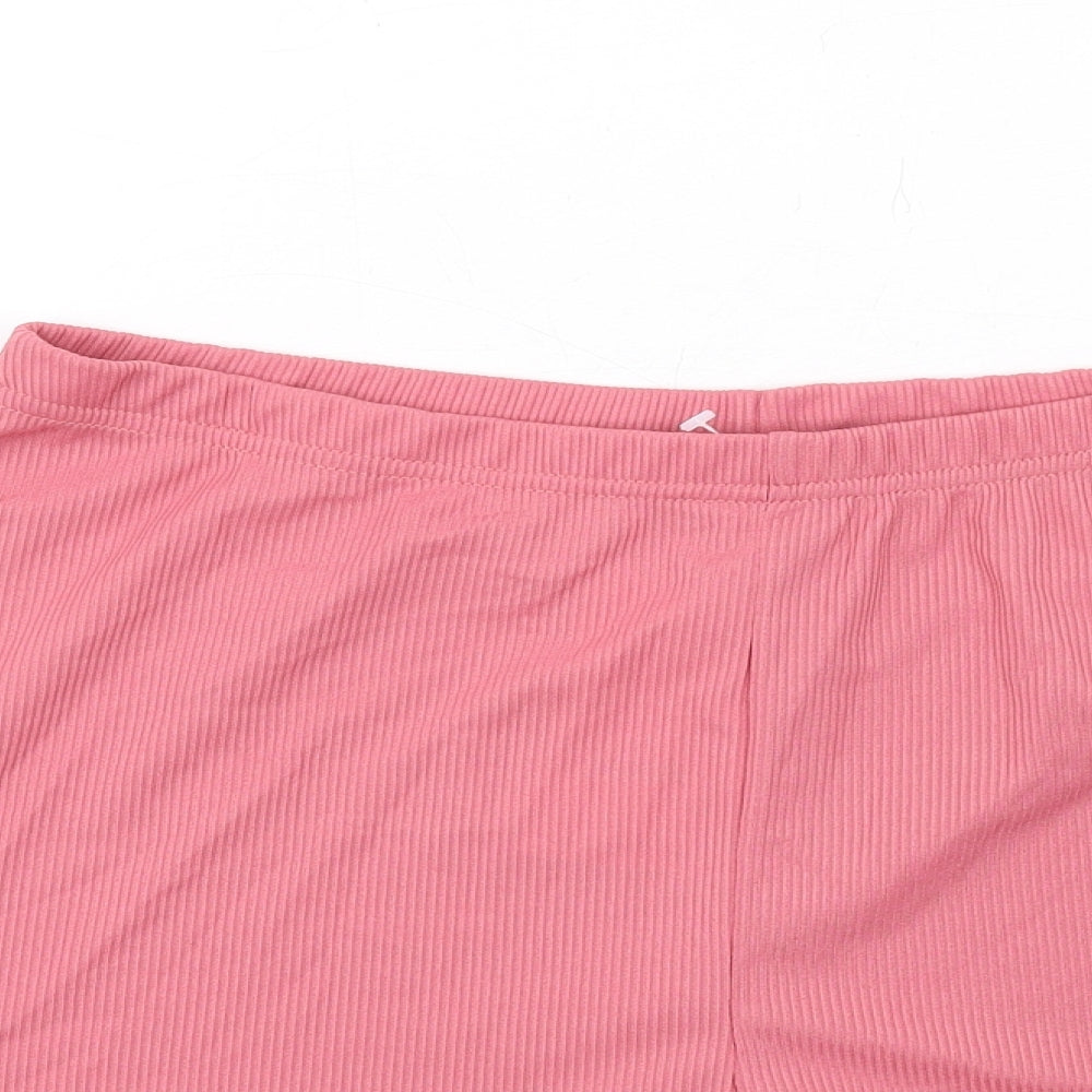Long Tall Sally Womens Pink Polyester Basic Shorts Size 10 Regular Pull On - Ruffle