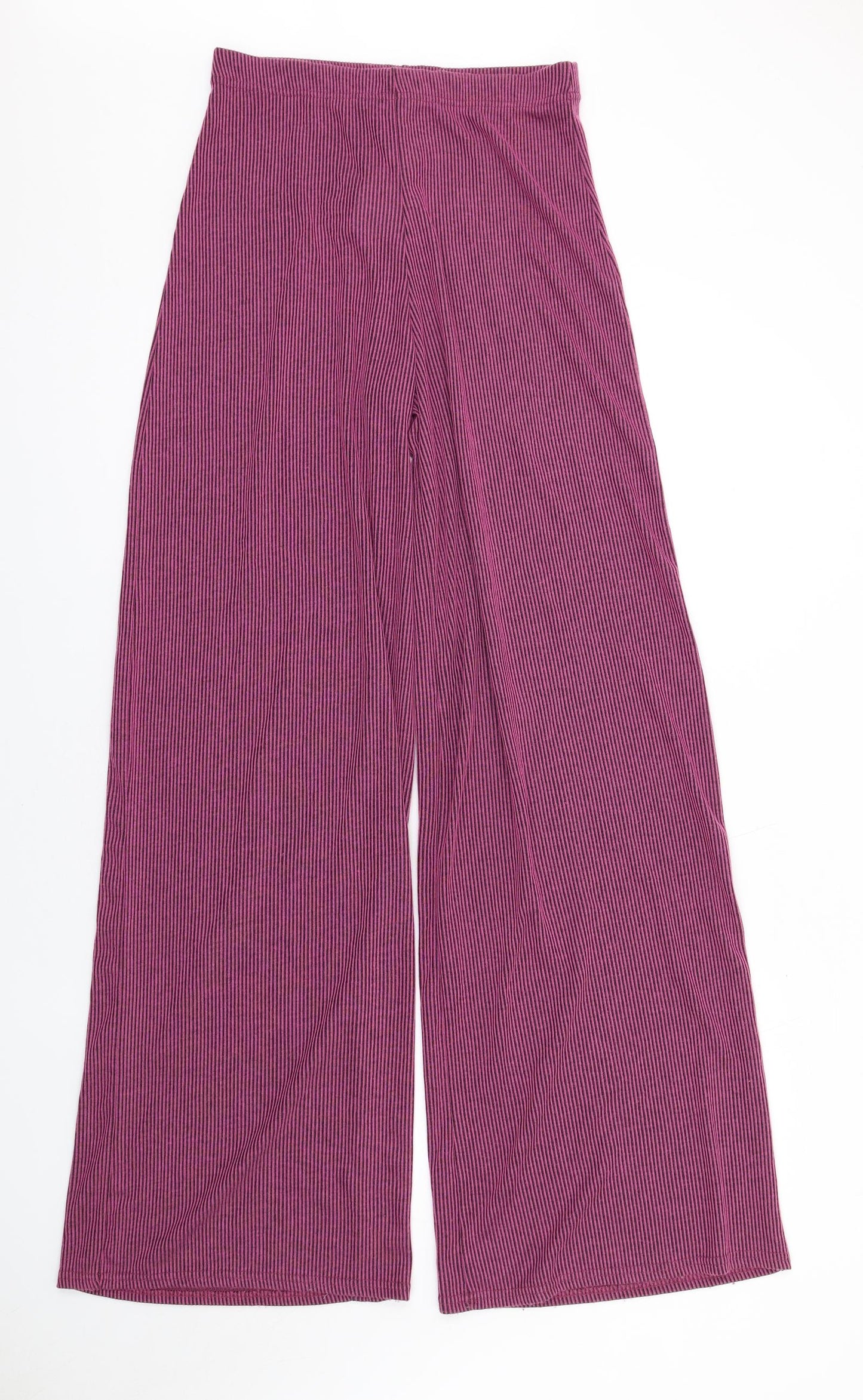 Long Tall Sally Womens Pink Striped Polyester Trousers Size 10 L35 in Regular