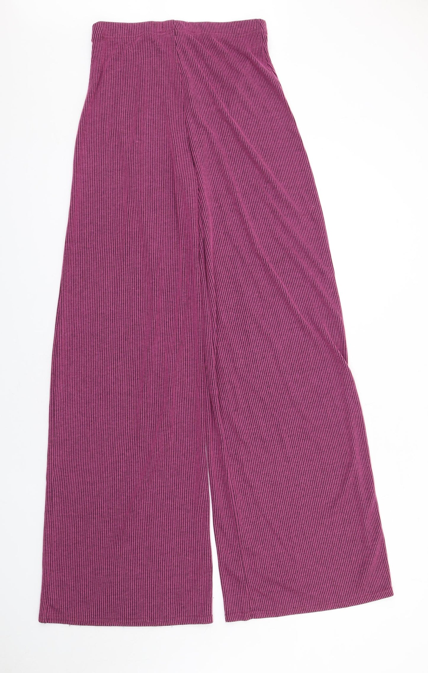 Long Tall Sally Womens Pink Striped Polyester Trousers Size 10 L35 in Regular