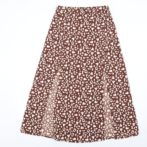 Missguided Womens Brown Animal Print Polyester A-Line Skirt Size 6 Zip - Leopard Print