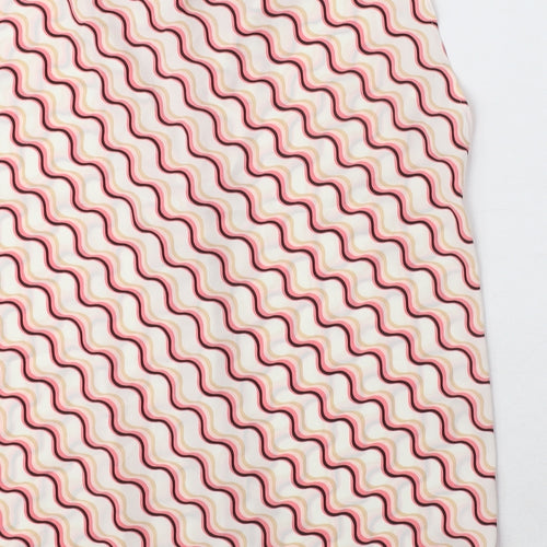 Marks and Spencer Womens Pink Geometric Polyester Basic Blouse Size 10 V-Neck - Wavy stripes
